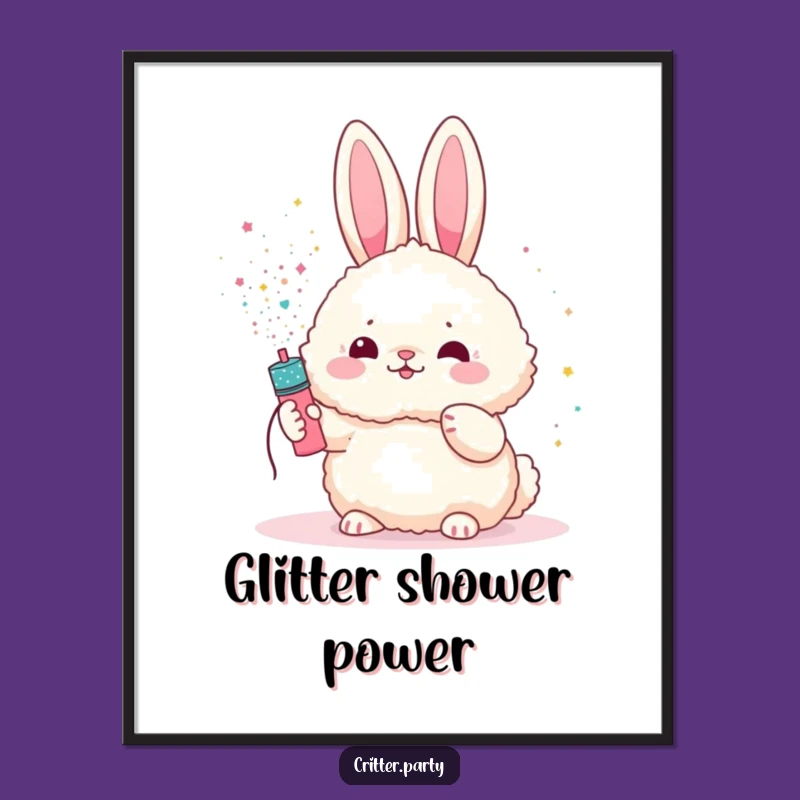 Funny Bunny Digital Art: Instant Download of Glitter Shower Celebration