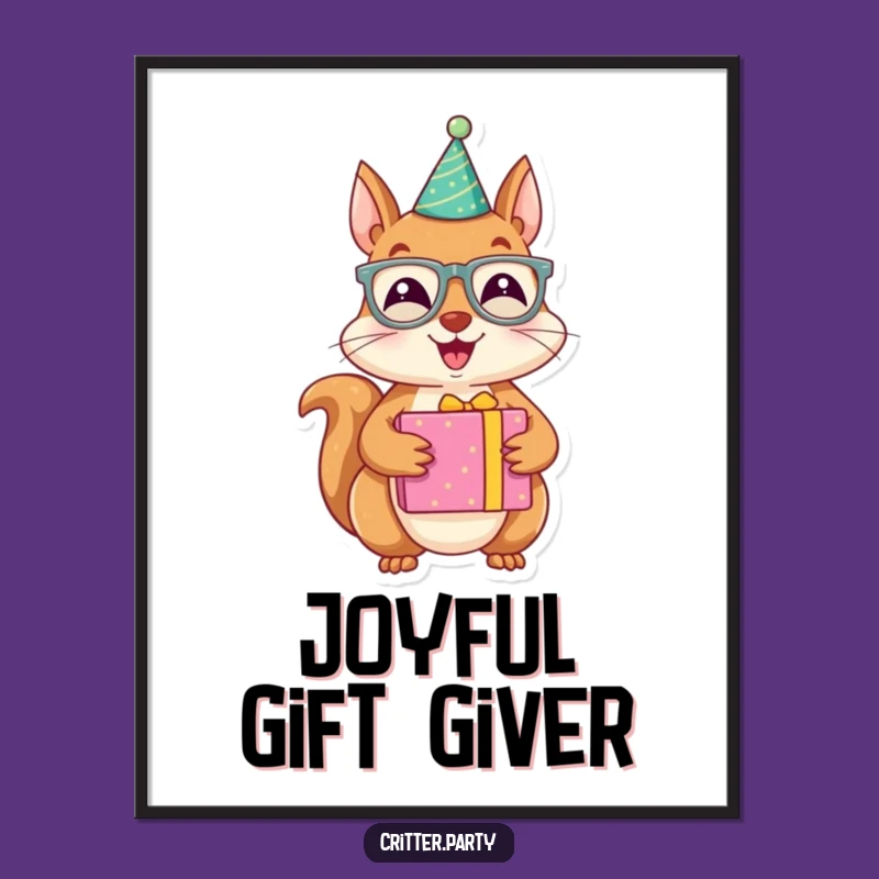 Funny Digital Art: Joyous Squirrel Party - Instant Festive Funny Gift