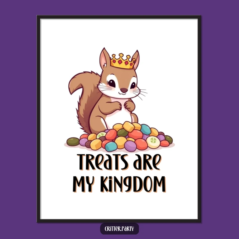 Funny Squirrel King Treats Digital Art: Instant Regal Decor