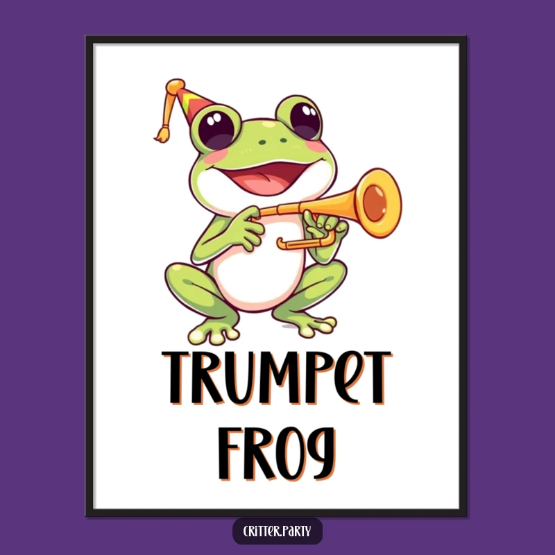 Funny Art Print: Frog's Trumpet Call, Instant Funny Gift Download!