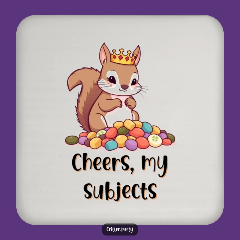 Funny Squirrel King Treats Coasters: Protect Surfaces Royally