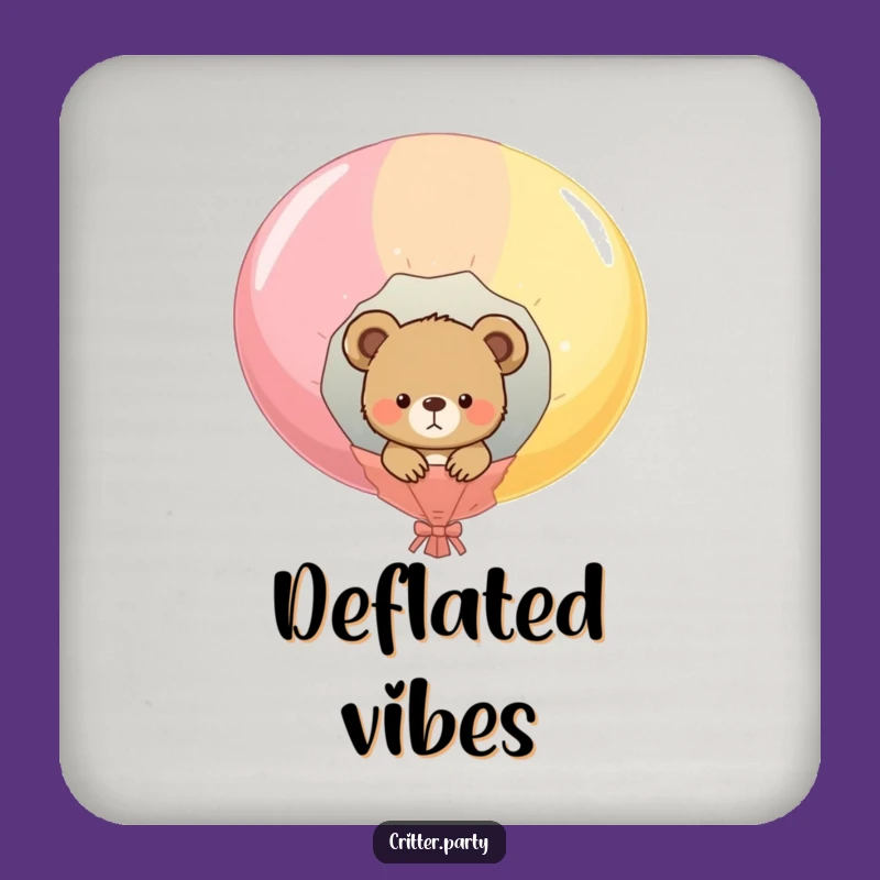 Funny Bear Cub Balloon Pop Coaster: Protect Surfaces with Humor & Funny Gift