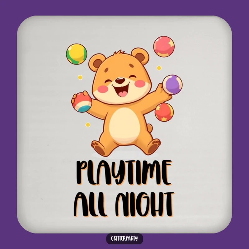 Funny Bear Cub Juggling Coaster: Protect Surfaces with Playful Humor