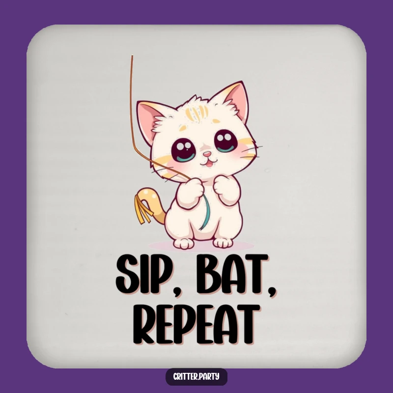 Funny Cat Streamer Drink Coaster: Protect Surfaces with Playful Charm