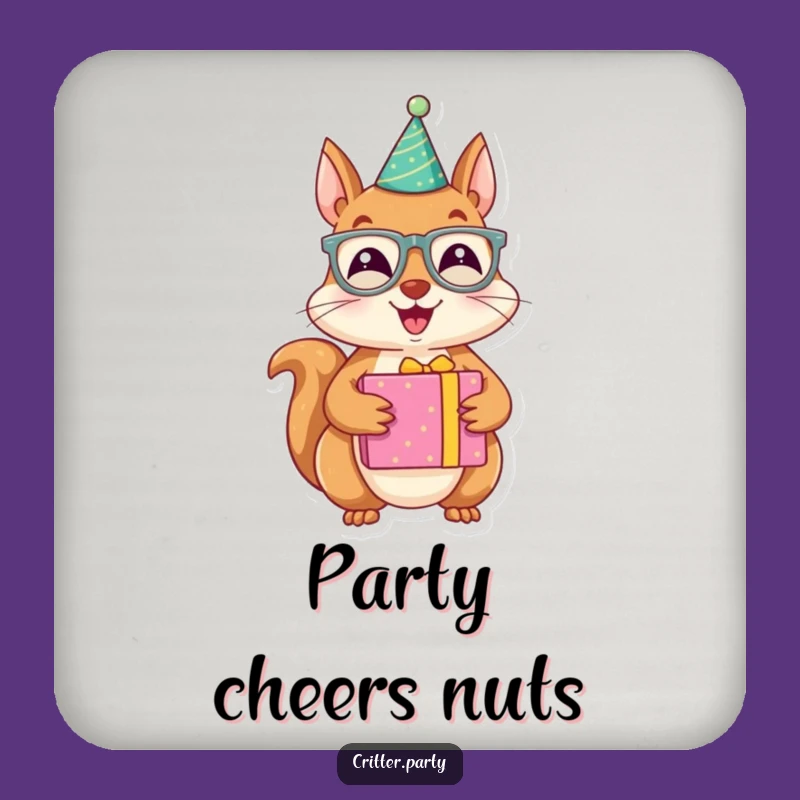 Funny Coaster: Joyous Squirrel Party - Festive Art, Tabletop Cheer, Funny Gift