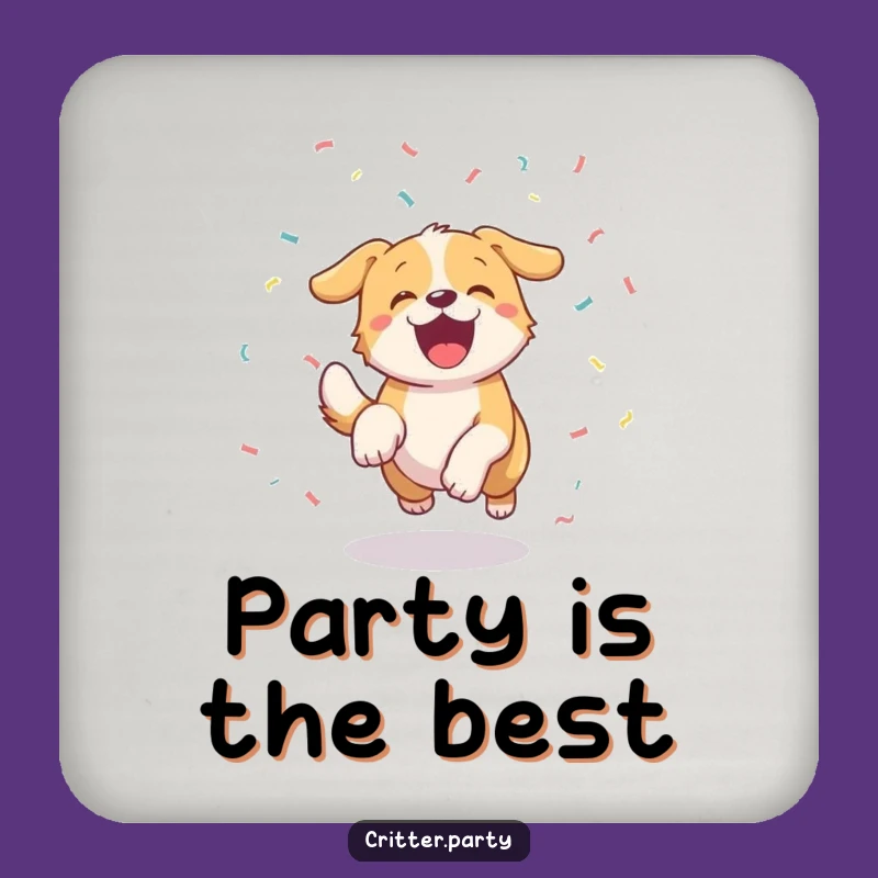 Funny Excited Dog Confetti Coasters: Protect Surfaces with Canine Flair