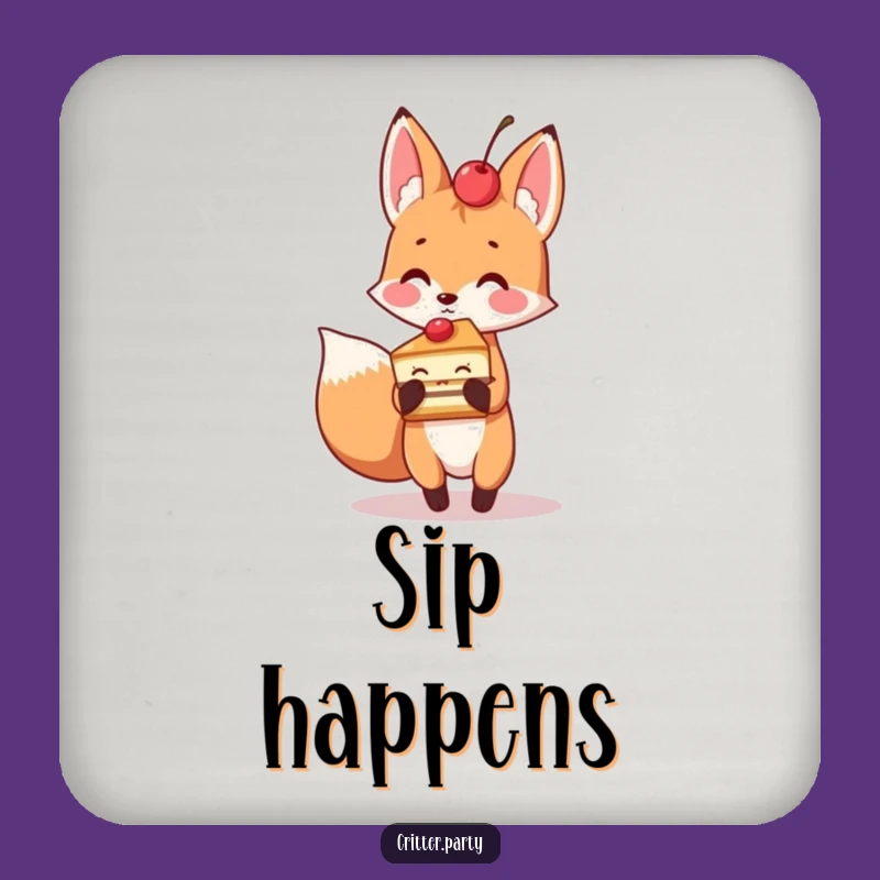 Funny Fox Cake Slice Coasters: Hilarious Set for Sweet Table Protection