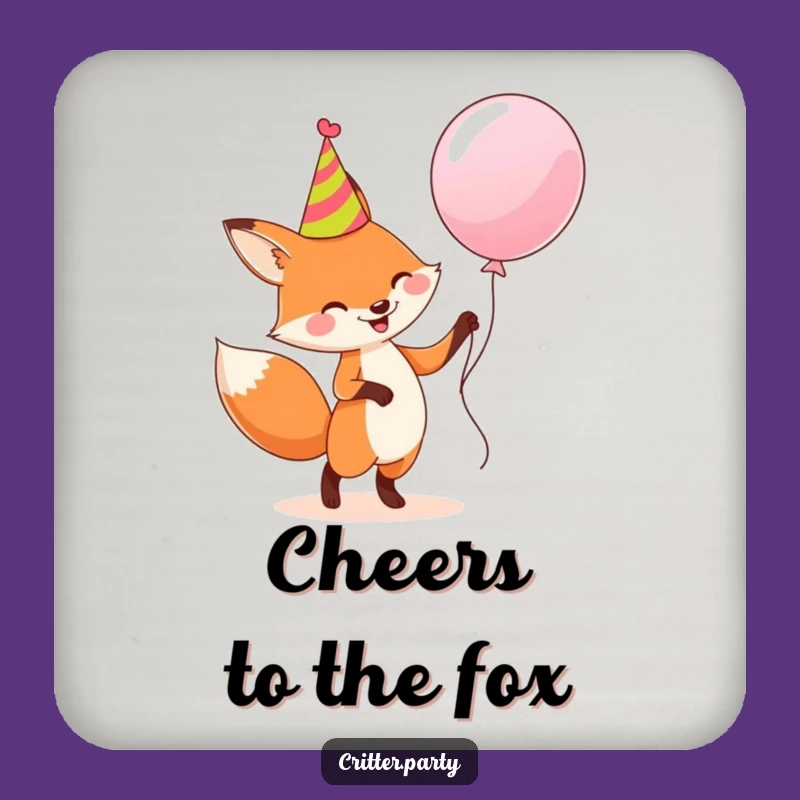 Funny Fox Coaster: Dancing with Balloon, Tabletop Humor Gift