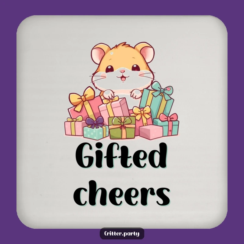Funny Hamster Gift Pile Coaster: Protect Surfaces with Cute Humor