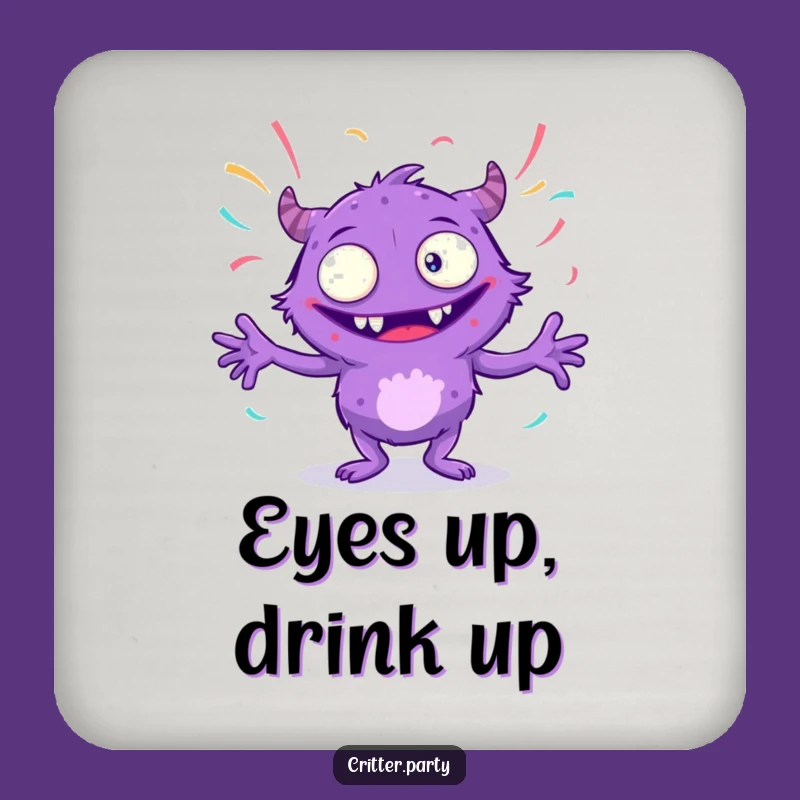 Funny Monster Coaster: Protect Surfaces with This Dancing Purple Creature