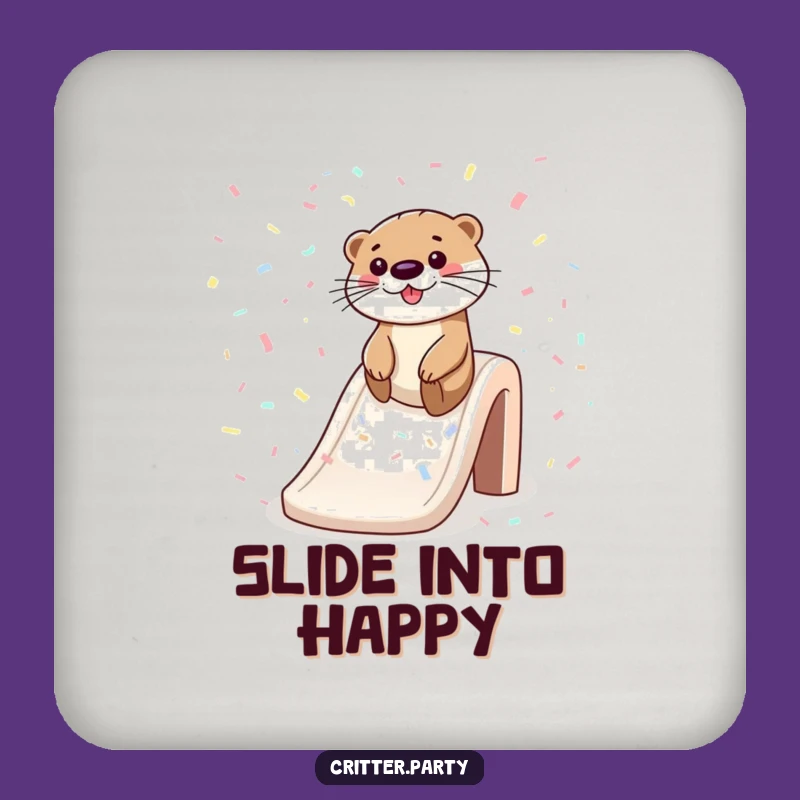 Funny Otter Confetti Slide Coasters: Protect Surfaces with Playful Style