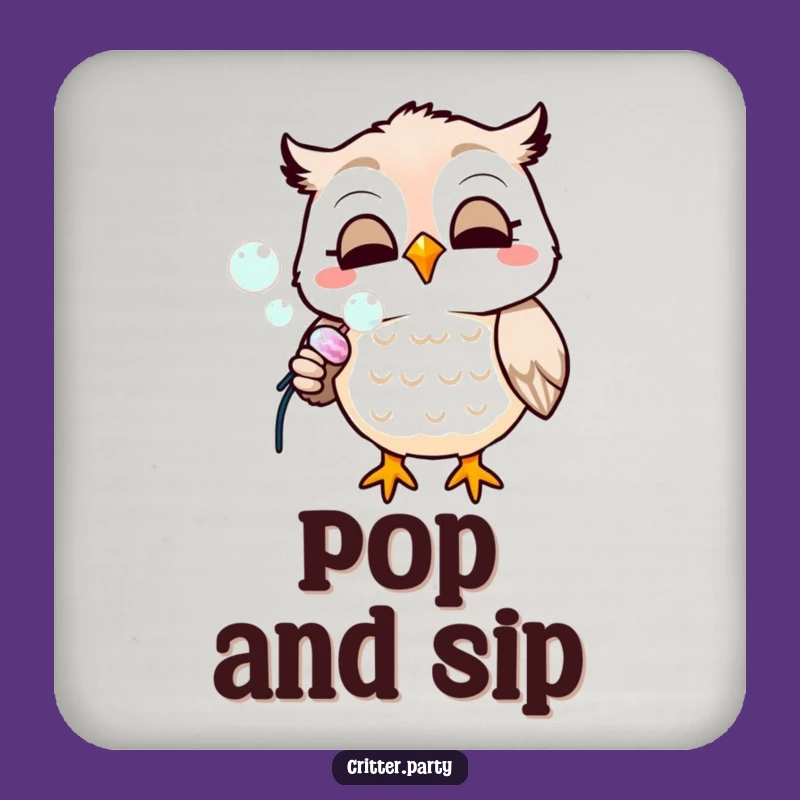 Funny Owl Party Coaster Set: Bubble Charm, Perfect Gift for Table Protection