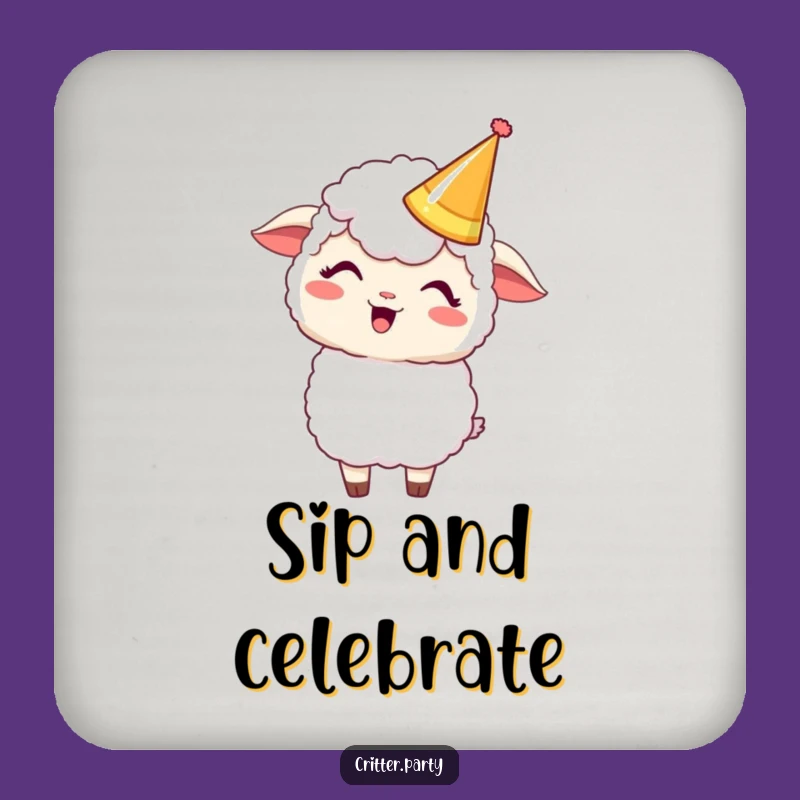 Funny Kawaii Sheep Party Crown Coaster: Giggling Sheep Table Protector, Hilarious Gift