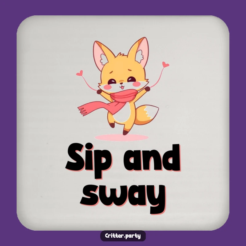 Funny Dancing Fox Coasters: Cute Streamer Scarf Protection, a Charming Funny Gift Set!