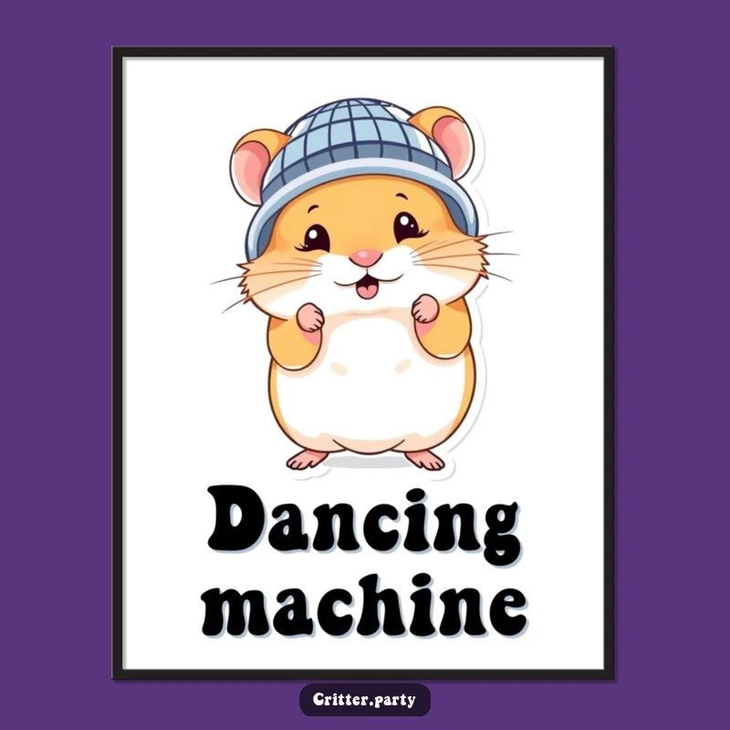 Funny Hamster Disco Ball Poster: Cute Silly Character Art Gift