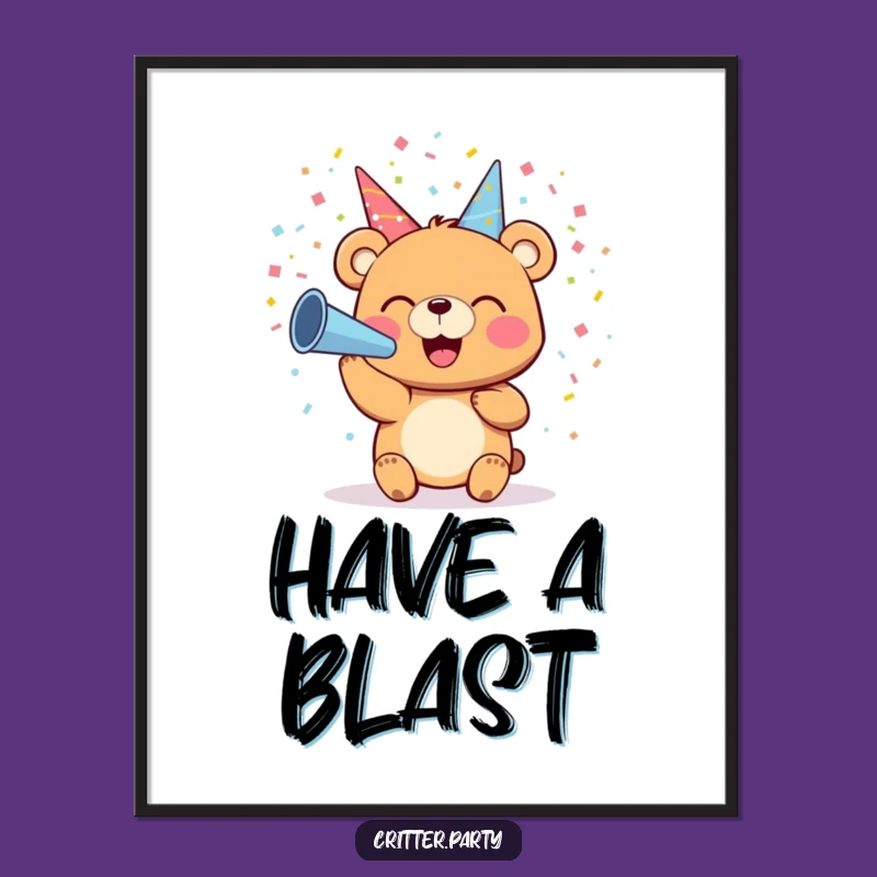 Funny Bear Confetti Poster: Decorate Your Space with Joyful Party Vibes