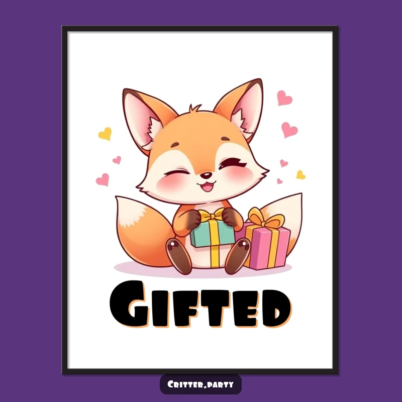 Funny Fox Juggling Poster: Witty Gift Box Art, Hilarious Funny Gift for Walls