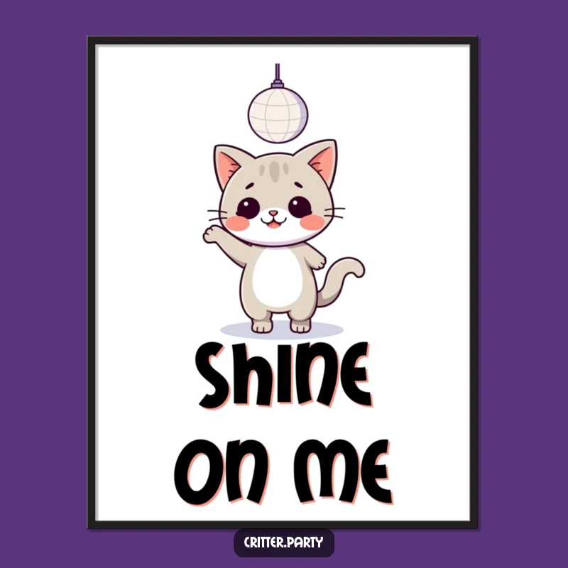 Funny Kawaii Cat Disco Poster: Groovy Dancer Wall Art Gift