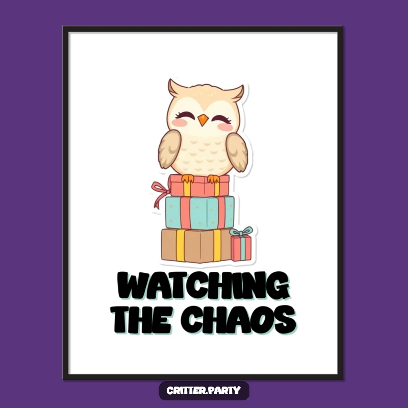 Funny Owl Poster: Decorate with This Hilarious Amused Perch for Witty, Festive Charm!