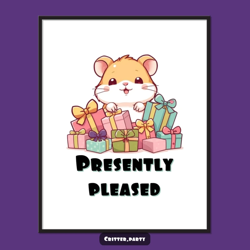 Funny Hamster Gift Pile Poster: Whimsical Wall Art