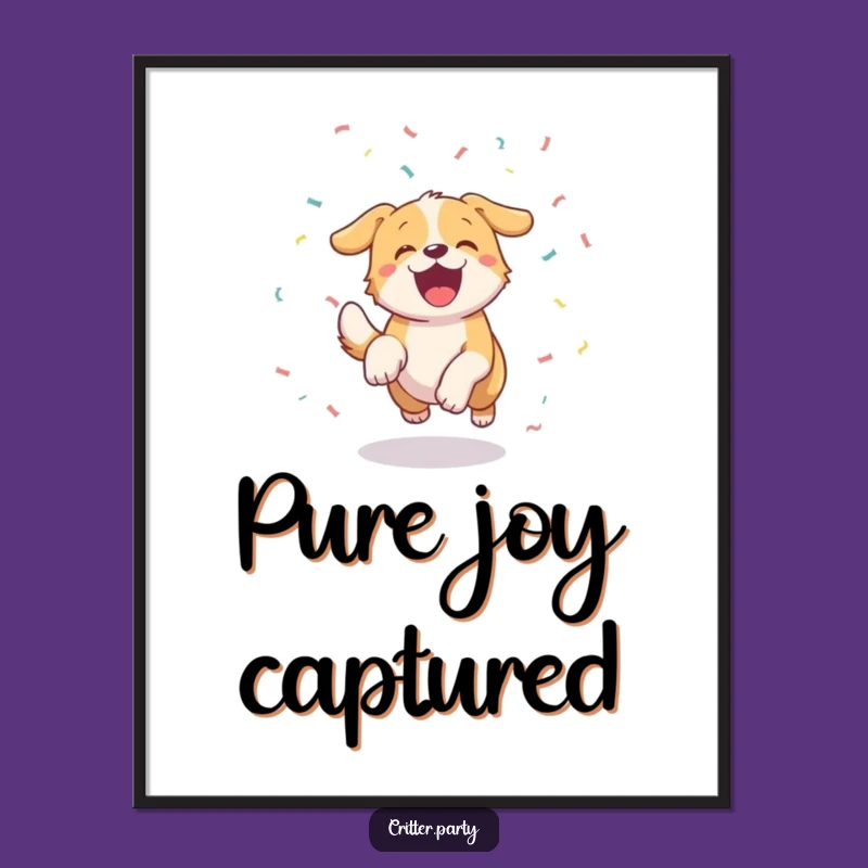 Funny Excited Dog Confetti Poster: Brighten Walls with Canine Jubilation