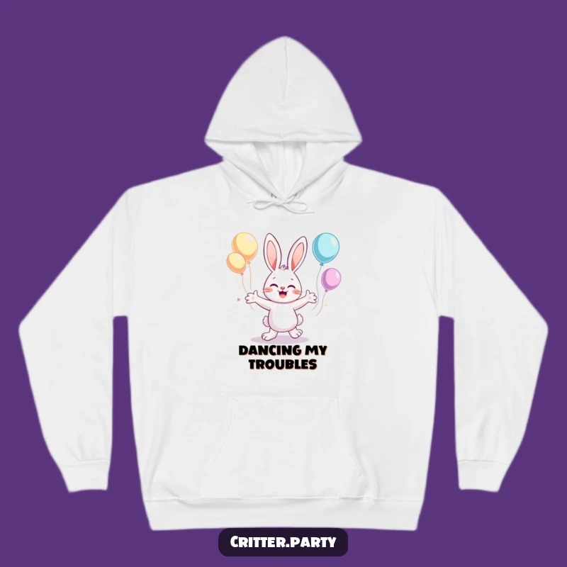 Cozy Funny Bunny Dance Hoodie: Wrap Yourself in Balloon-Filled Merriment