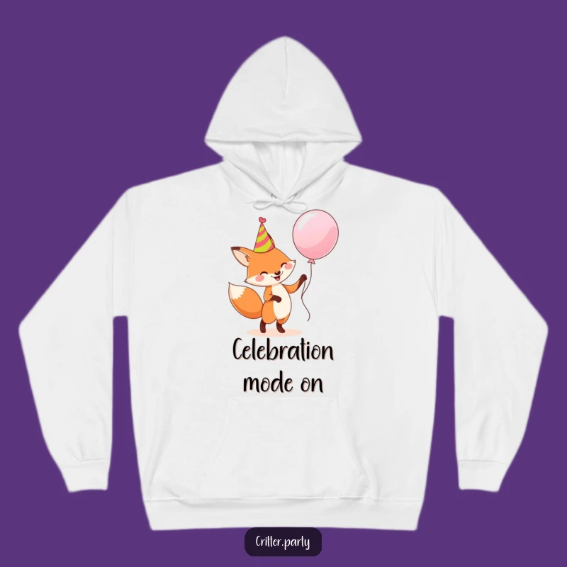 Cozy Funny Fox Hoodie: Dancing with Balloon, Warm Humor Gift