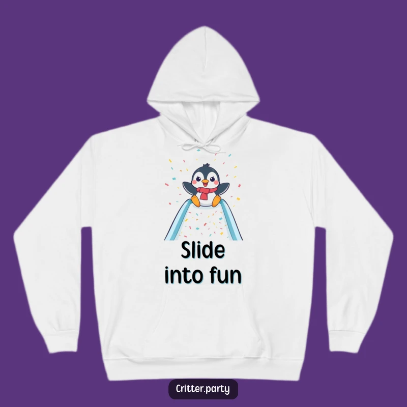 Cozy Funny Penguin Slide Hoodie: Warmth Meets Playful Celebration