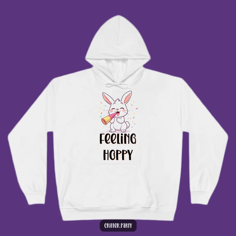 Funny Bunny Party Horn Hoodie: Cozy Giggling Character Sweatshirt for Festive Comfort
