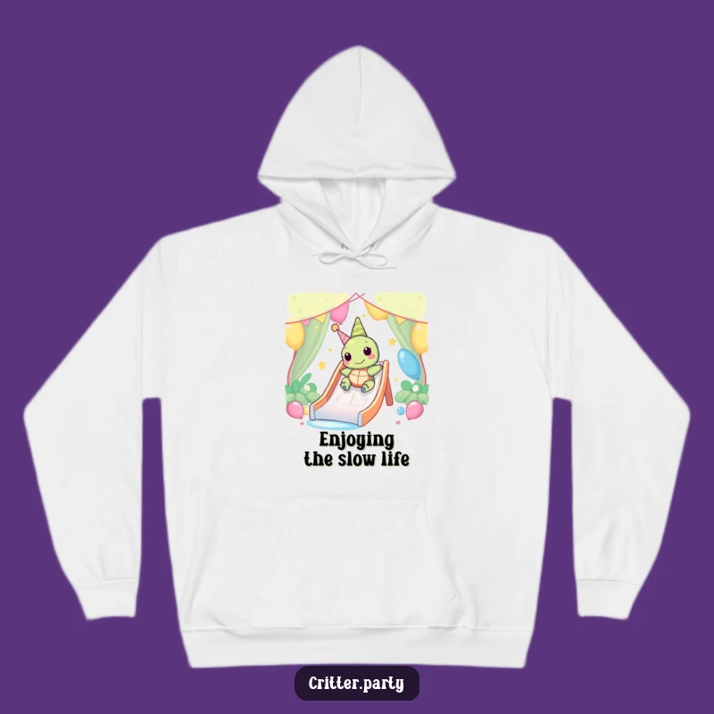 Funny Kawaii Turtle Party Slide Hoodie: Cozy & Happy Slow Turtle Gift