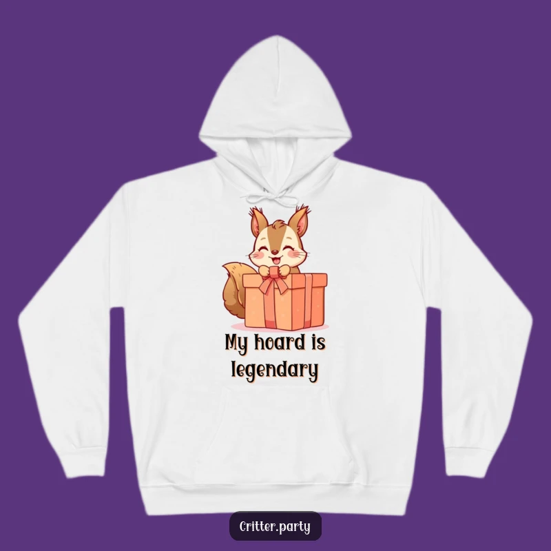 Funny Squirrel Hoodie: Cozy Up with this Cute Character Unwrapping a Huge Gift