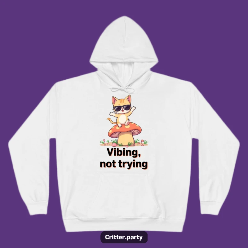 Funny Winking Cat Sunglasses Mushroom Dance Hoodie: Cozy Up with Cool Vibes