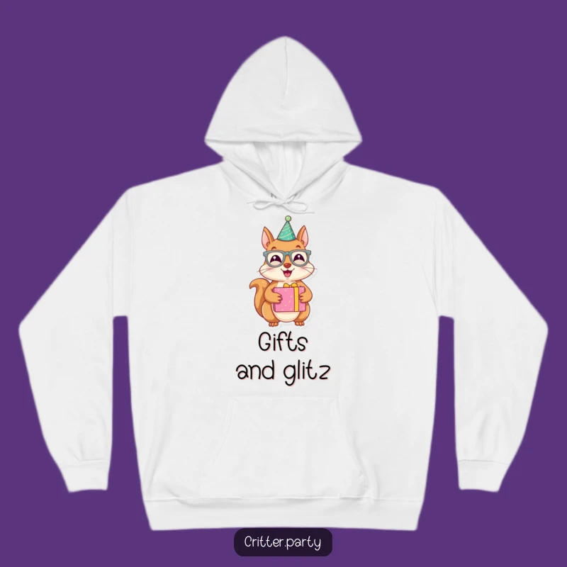 Funny Hoodie: Joyous Squirrel Party - Festive Fun, Cozy Vibes, Funny Gift
