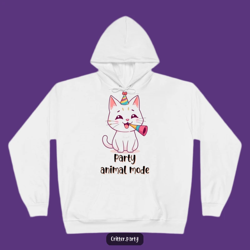 Funny Party Cat Hoodie: Festive Feline Comfort, Cozy Hilarious Gift