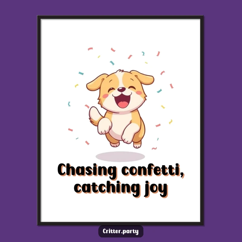 Funny Free Printable Wall Art: Chasing Dog, Playful Downloadable Decor