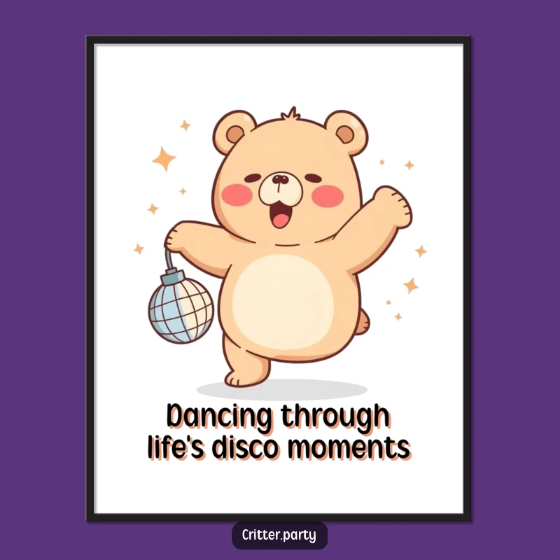 Funny Free Printable Wall Art: Dancing Bear, Whimsical Downloadable Decor