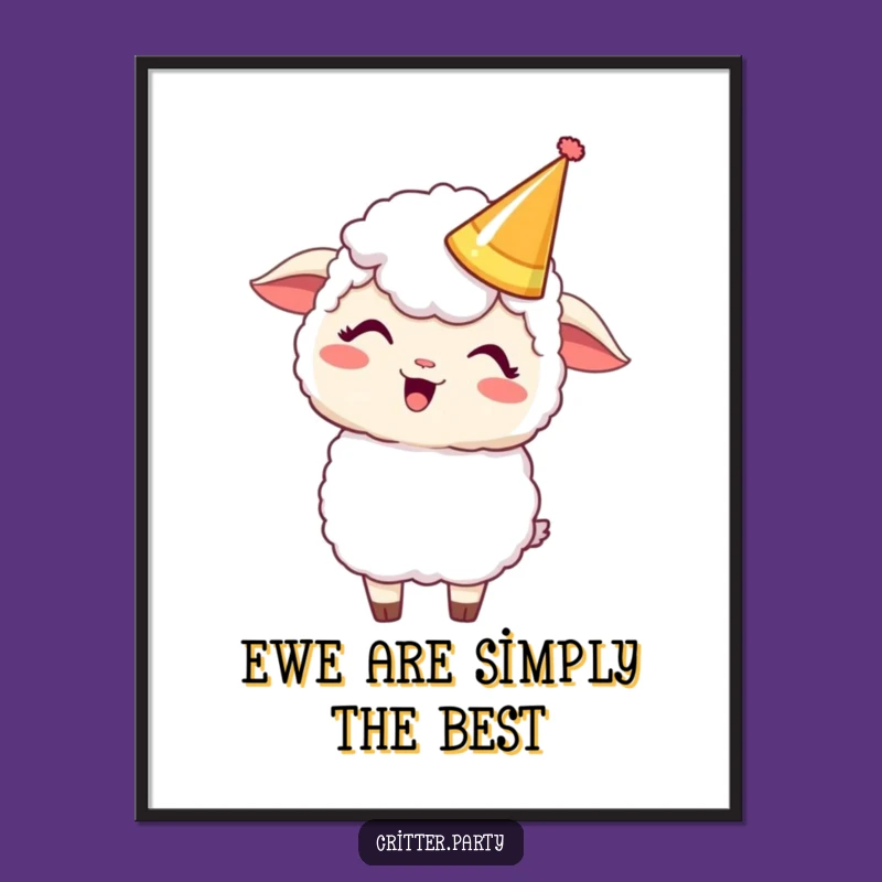 Free Printable Wall Art: Kawaii Sheep's Giggle Downloadable Art, Funny Home Decor Gift