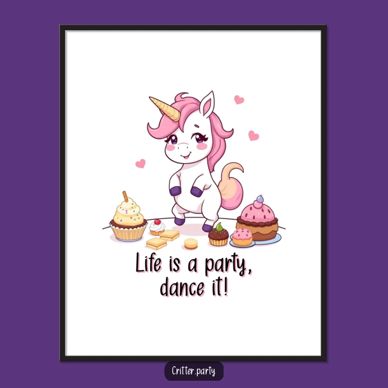Free Printable Unicorn Wall Art: Funny Dance Party Decor Downloadable Gift