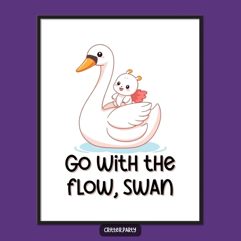 Free Printable Wall Art: Swan Rider Critter Hilarious Downloadable Decor for Fun Spaces