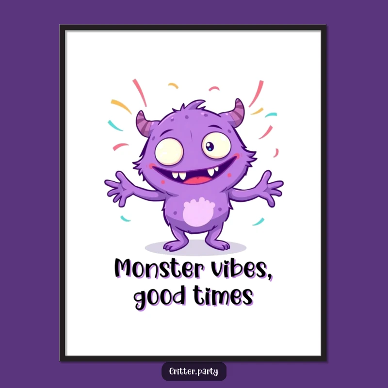 Funny Free Printable Wall Art: Giggling Monster Dance Party Downloadable Art Gift