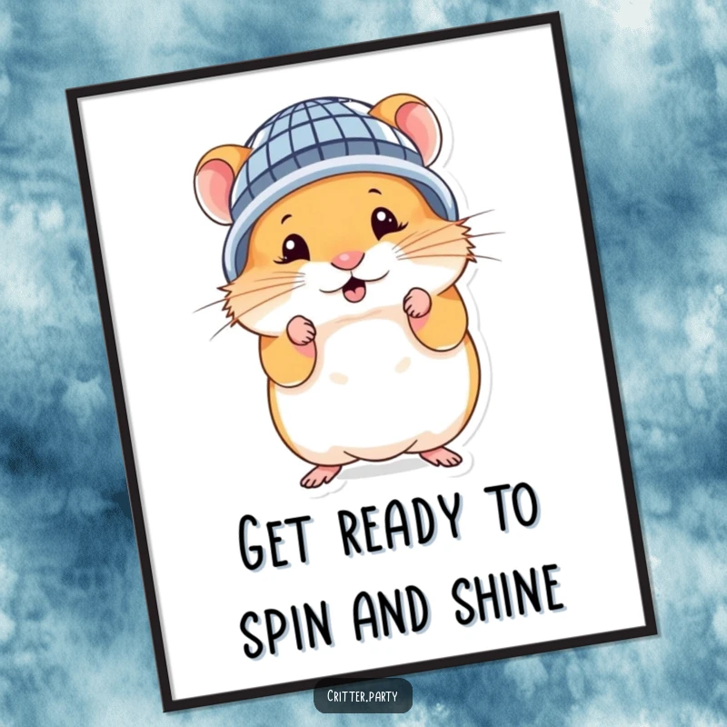 Funny Free Printable Hamster Wall Art: Cute hamster wearing a miniature disco ball helmet, striking a silly pose.