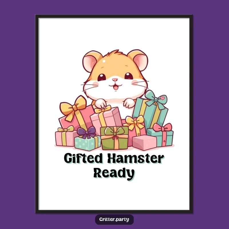 Funny Free Printable Hamster Art: Peek-a-Boo Gift Pile Wall Decor