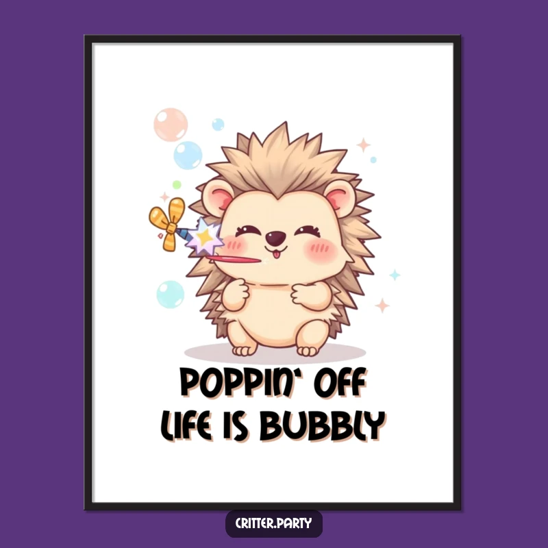 Free Printable Hedgehog Bubble Art - Funny Popper Downloadable Decor for Festivity