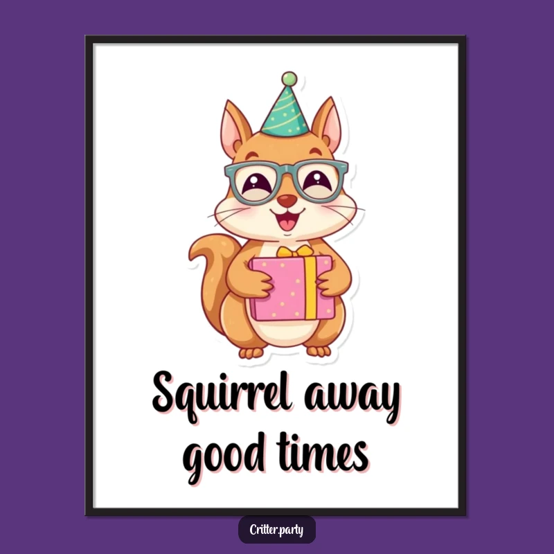 Funny Free Printable Wall Art: Party Squirrel, Humorous Downloadable Decor