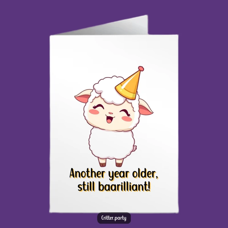 Free Printable Funny Birthday Card: Kawaii Sheep's Crown Hilarious Downloadable Gift