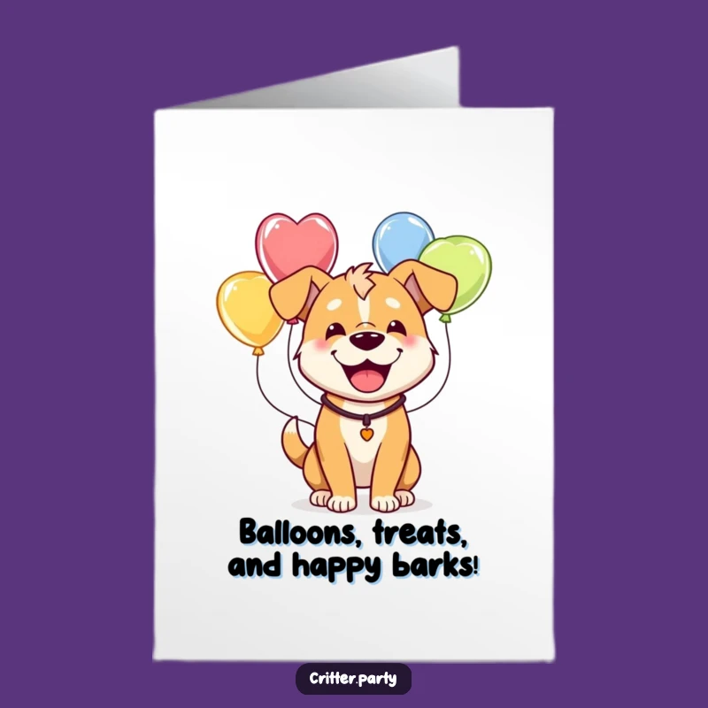 Free Printable Dog Birthday Card: Funny Balloon Pup Downloadable Gift