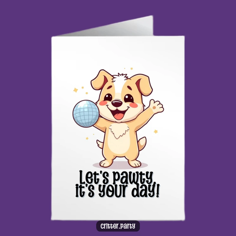 Free Printable Birthday Card: Dancing Dog Disco Ball for a Groovy Celebration