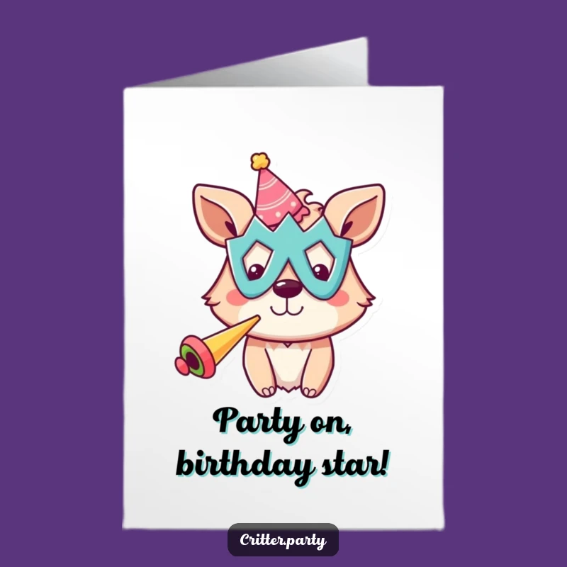 Free Printable Birthday Card: Party Animal Horn Blower Hilarious Downloadable Gift for Fun
