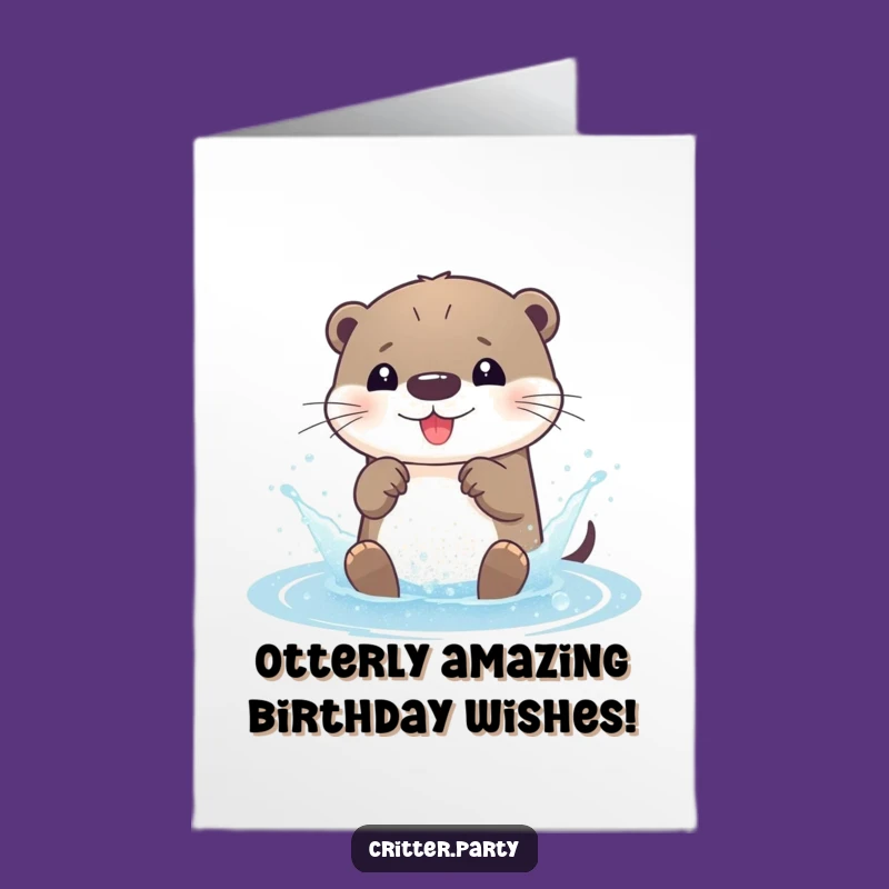 Free Printable Birthday Card: Playful Otter, Glitter Splash, Fun Downloadable Humor