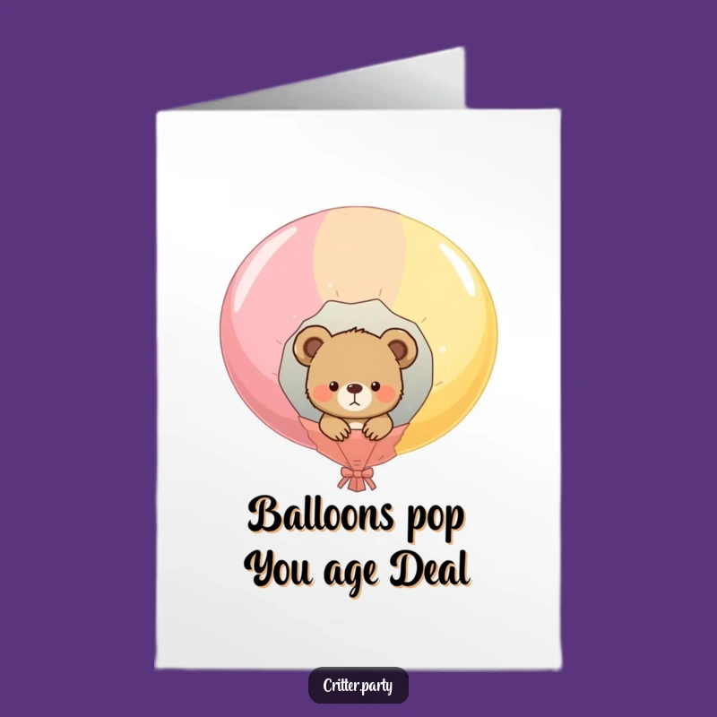Free Printable Funny Bear Birthday Card: Hilarious Popped Balloon Surprise Downloadable Gift